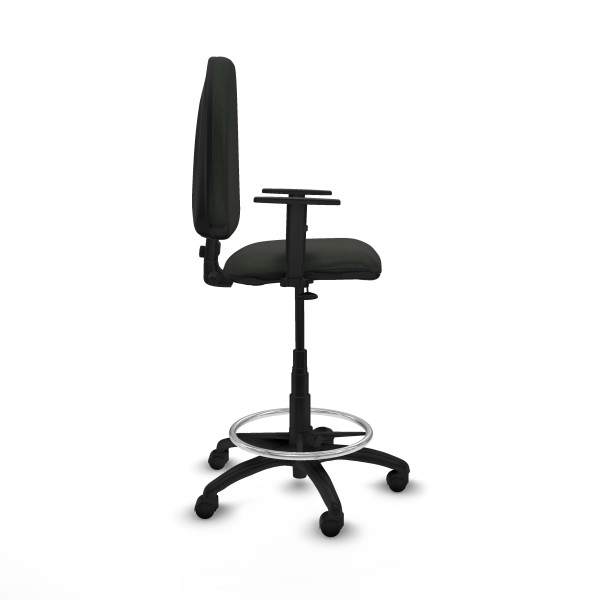 Taburete Aýna CP bali negro brazos 1D base poliamida ruedas nailon 50mm