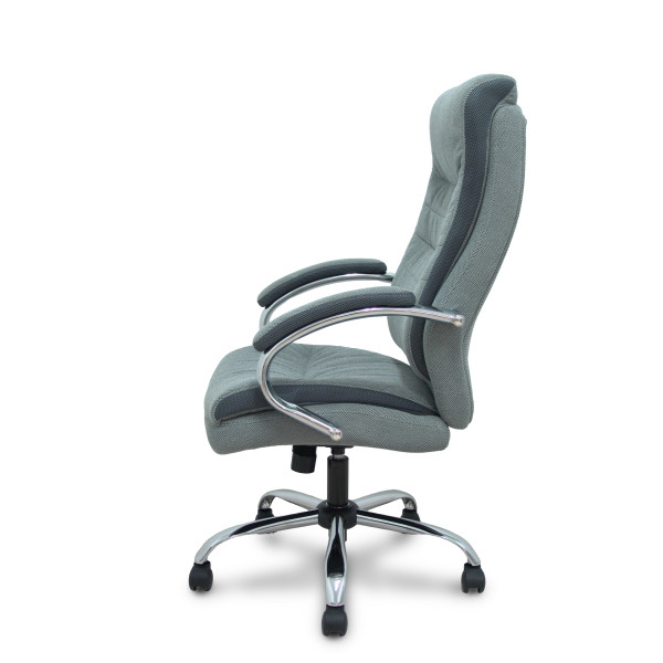 Sillón Opti533 basculante tapizado tela color gris base cromo ruedas nailon
