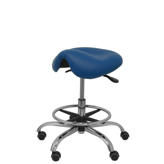 Taburete Zarza sin respaldo similpiel azul