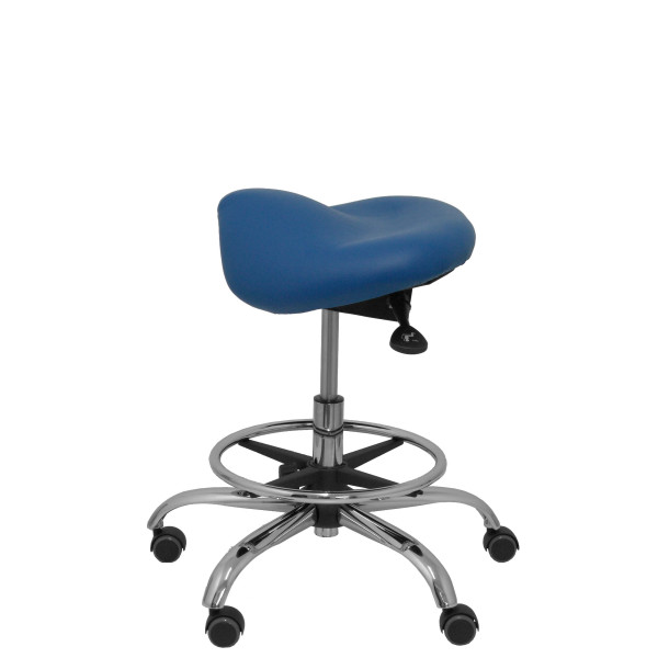 Taburete Zarza sin respaldo similpiel azul