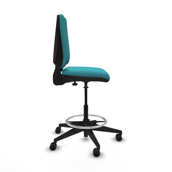 Taburete Elche CP bali turquesa base piramidal ruedas 65mm nailon