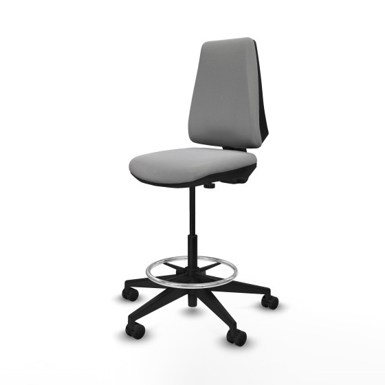 Taburete Elche CP bali gris claro base piramidal ruedas 65mm nailon