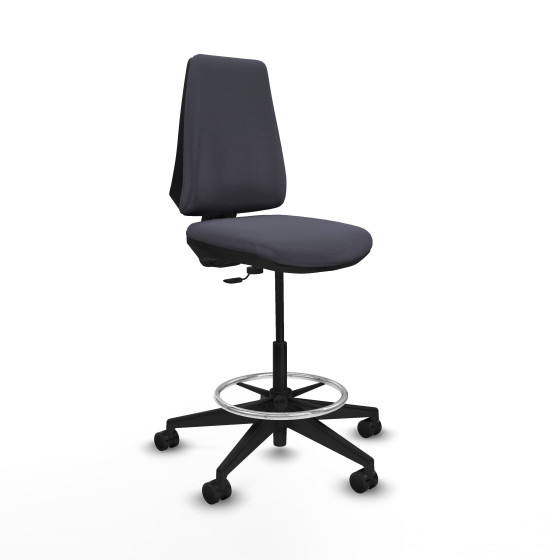 Taburete Elche CP bali gris oscuro base piramidal ruedas 65mm nailon