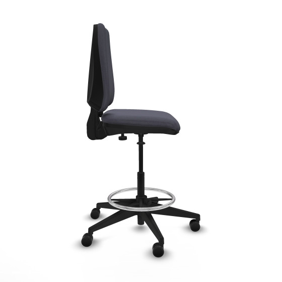 Taburete Elche CP bali gris oscuro base piramidal ruedas 65mm nailon