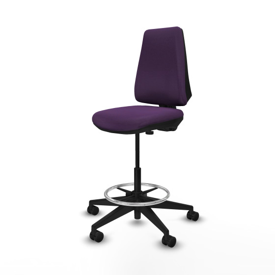 Taburete Elche CP bali morado base piramidal ruedas 65mm nailon
