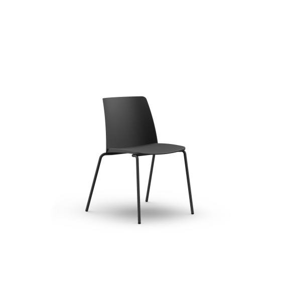 Pack 2 sillas Orgaz PVC negro chasis negro