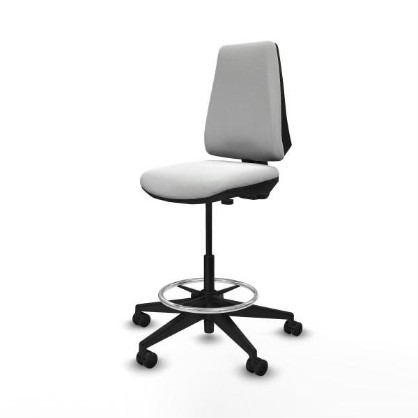 Taburete Elche CP bali blanco base piramidal ruedas 65mm nailon