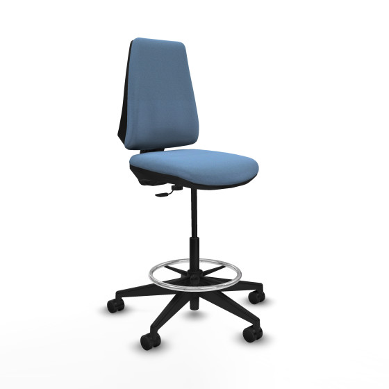 Taburete Elche CP bali azul cielo base piramidal ruedas 65mm nailon