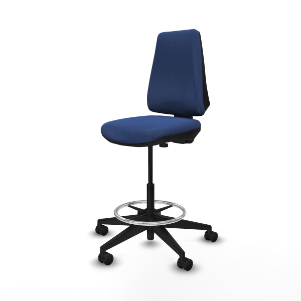 Taburete Elche CP bali azul marino base piramidal ruedas 65mm nailon