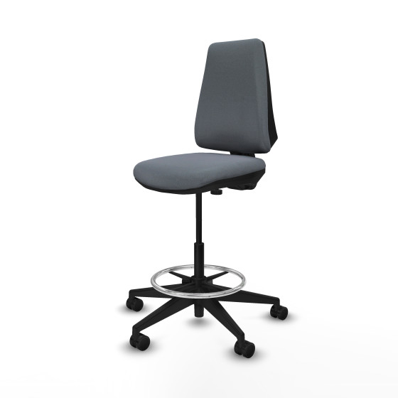 Taburete Elche CP bali gris base piramidal ruedas 65mm nailon