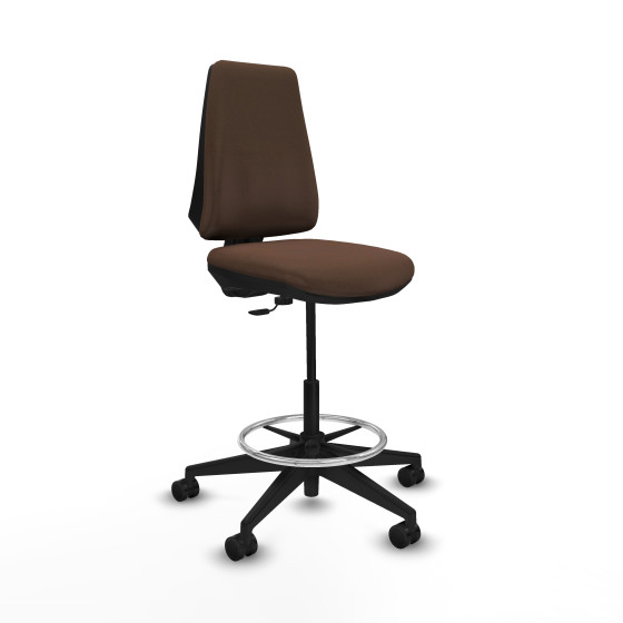 Taburete Elche CP bali marrón oscuro base piramidal ruedas 65mm nailon