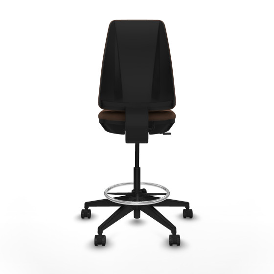 Taburete Elche CP bali marrón oscuro base piramidal ruedas 65mm nailon