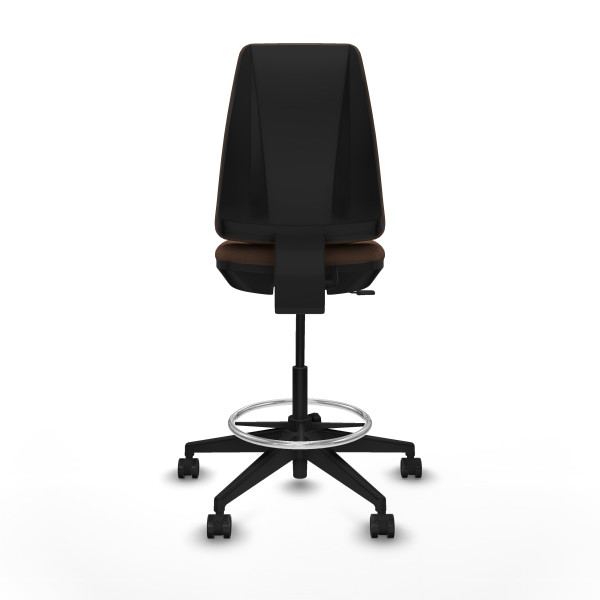Taburete Elche CP bali marrón oscuro base piramidal ruedas 65mm nailon