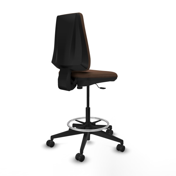 Taburete Elche CP bali marrón oscuro base piramidal ruedas 65mm nailon
