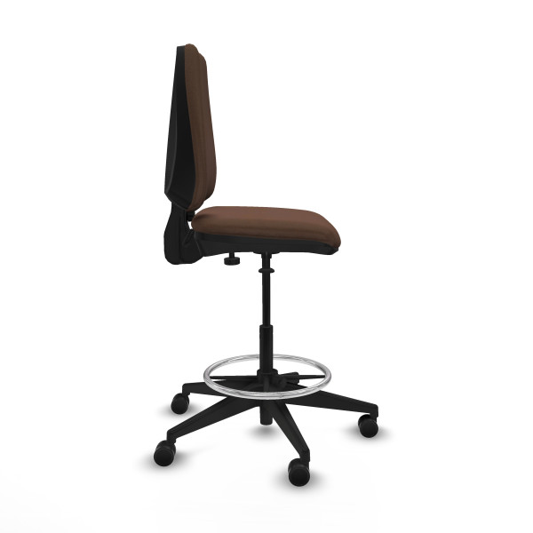 Taburete Elche CP bali marrón oscuro base piramidal ruedas 65mm nailon