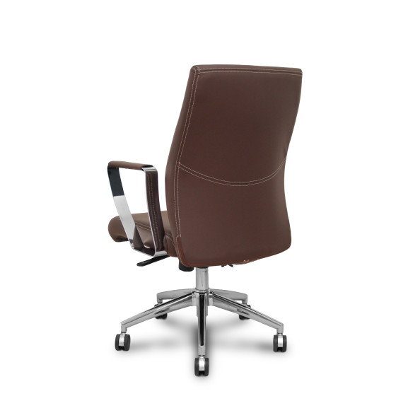 Sillón confidente Ergo540CS sincro similpiel marron base cromo ruedas cromadas