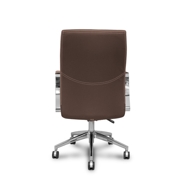 Sillón confidente Ergo540CS sincro similpiel marron base cromo ruedas cromadas