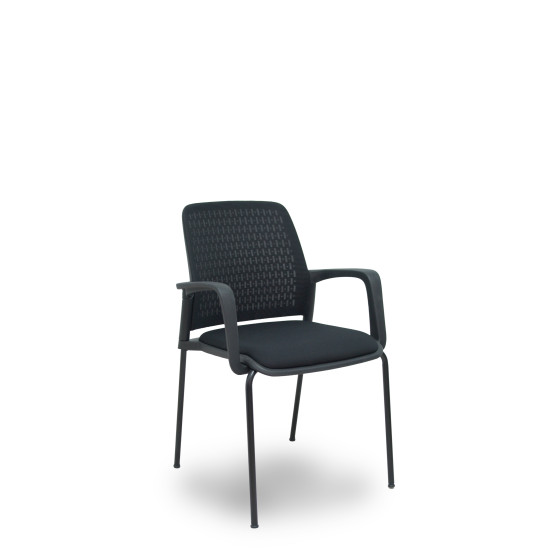 Pack 4 sillas Opti519 respaldo malla negra asiento tela negra