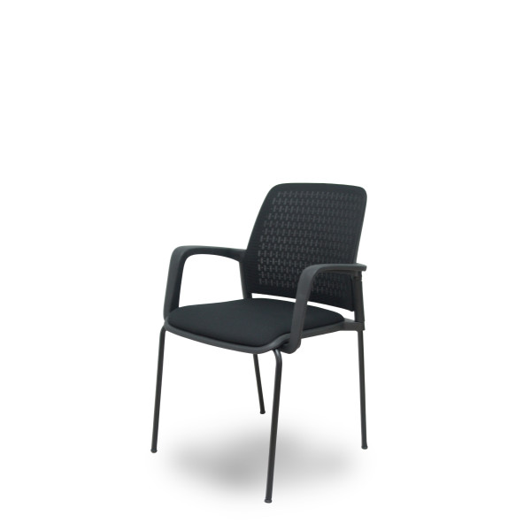 Pack 4 sillas Opti519 respaldo malla negra asiento tela negra