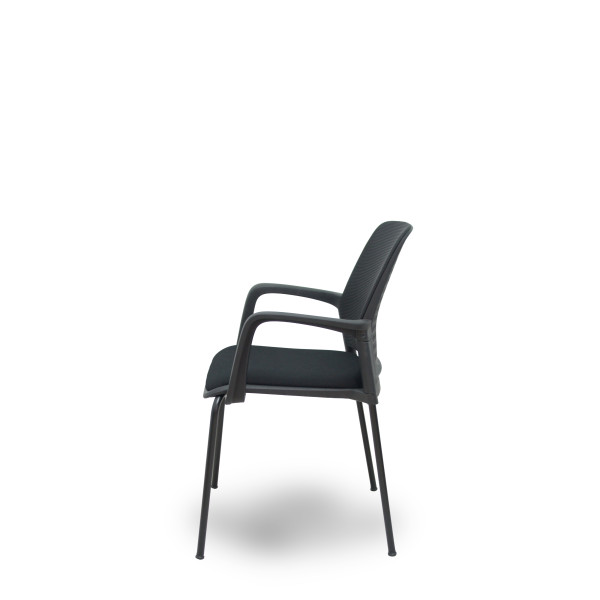 Pack 4 sillas Opti519 respaldo malla negra asiento tela negra