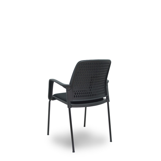 Pack 4 sillas Opti519 respaldo malla negra asiento tela negra