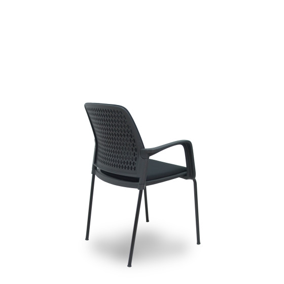 Pack 4 sillas Opti519 respaldo malla negra asiento tela negra