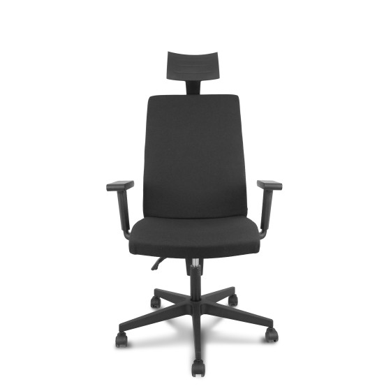 Silla I-Line arán negro con brazos regulables con cabecero