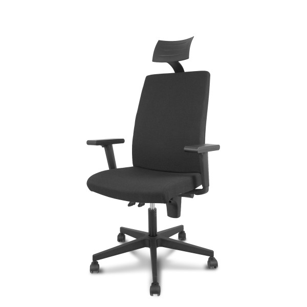 Silla I-Line arán negro con brazos regulables con cabecero