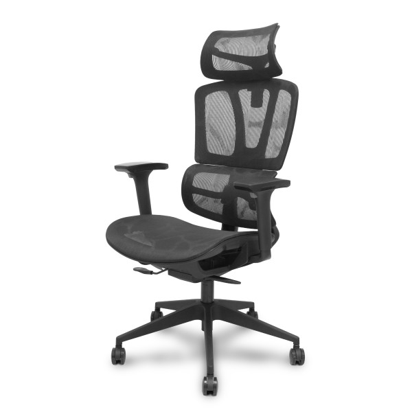 Silla Pro537 traslack malla negra brazos 3D ruedas nailon 60