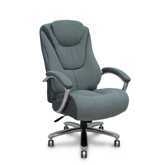 Sillón Ergo531 basculante tapizado tela y 3D color gris base cromo ruedas nailon 60mm