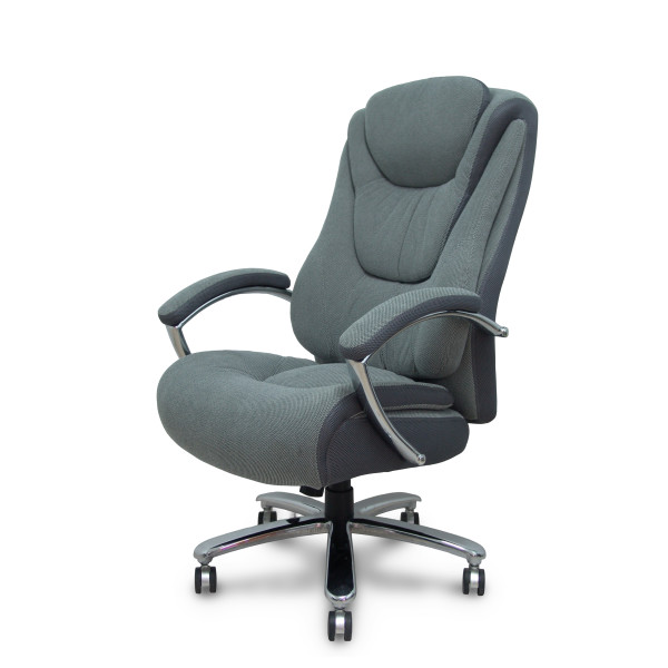 Sillón Ergo531 basculante tapizado tela y 3D color gris base cromo ruedas nailon 60mm
