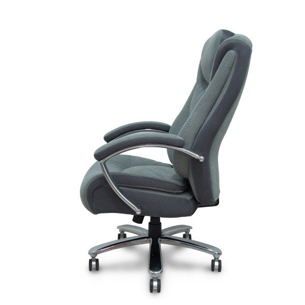 Sillón Ergo531 basculante tapizado tela y 3D color gris base cromo ruedas nailon 60mm