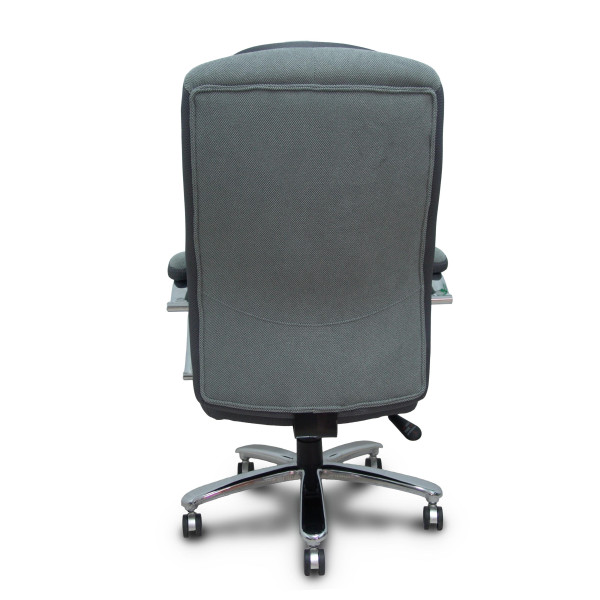 Sillón Ergo531 basculante tapizado tela y 3D color gris base cromo ruedas nailon 60mm