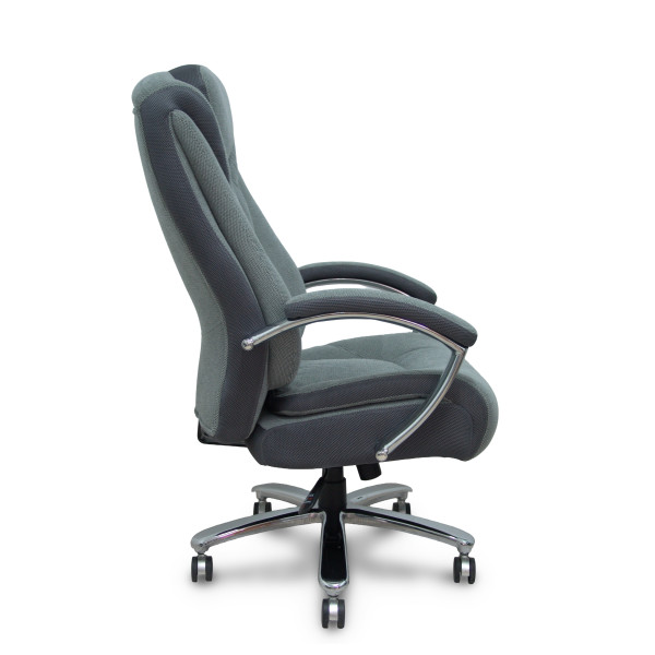 Sillón Ergo531 basculante tapizado tela y 3D color gris base cromo ruedas nailon 60mm