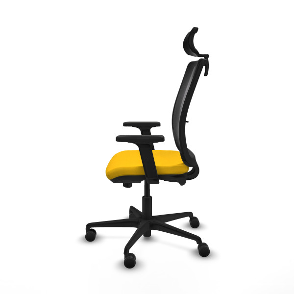 Haches traslack malla negra bali amarillo brazos 2D base nailon cabecero malla 2D ruedas 65mm nailon