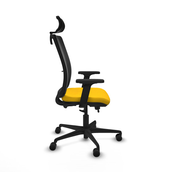 Haches traslack malla negra bali amarillo brazos 2D base nailon cabecero malla 2D ruedas 65mm nailon