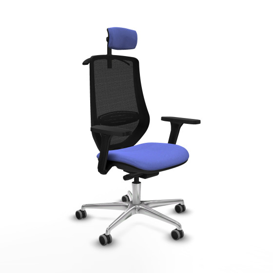 Mardos traslack bali azul claro brazos 3D base aluminio ruedas 65mm engomadas cabecero 2D perchero