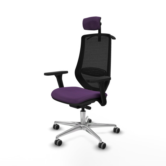 Mardos traslack bali morado brazos 3D base aluminio ruedas 65mm engomadas cabecero 2D perchero