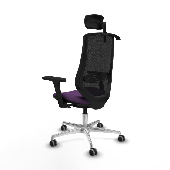 Mardos traslack bali morado brazos 3D base aluminio ruedas 65mm engomadas cabecero 2D perchero