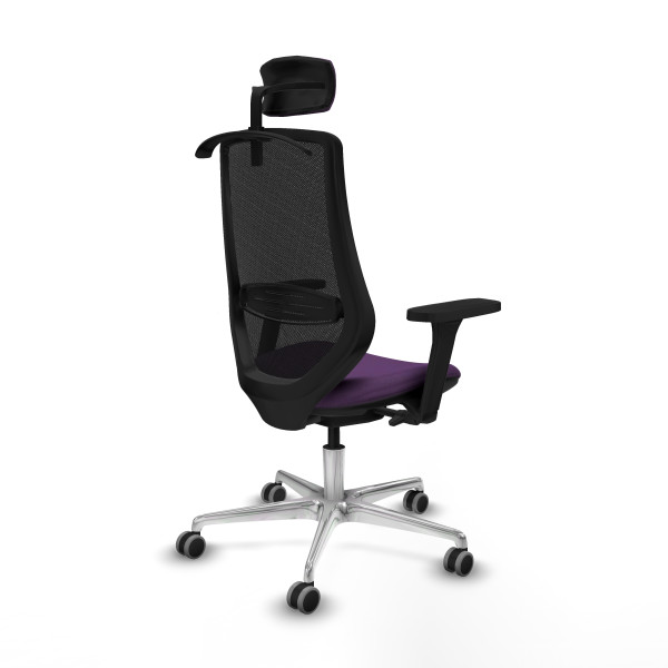 Mardos traslack bali morado brazos 3D base aluminio ruedas 65mm engomadas cabecero 2D perchero