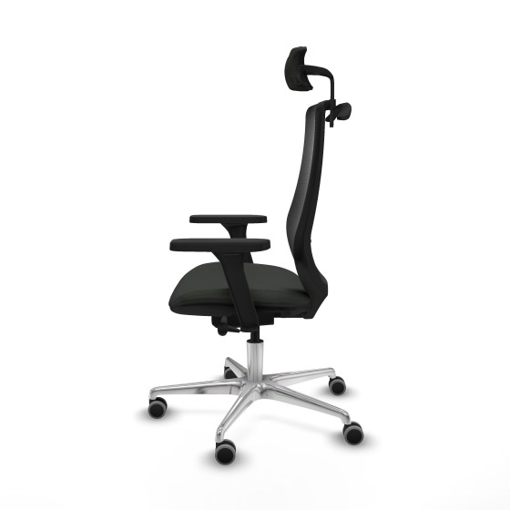 Mardos traslack bali negro brazos 3D base aluminio ruedas 65mm engomadas cabecero 2D perchero