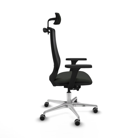 Mardos traslack bali negro brazos 3D base aluminio ruedas 65mm engomadas cabecero 2D perchero