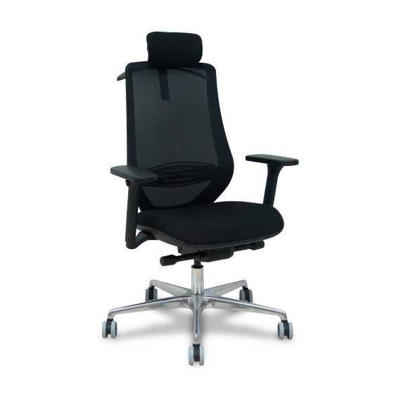 Silla Mardos traslack malla negra bali negro brazo 3D cabecero perchero base alum ruedas engomadas