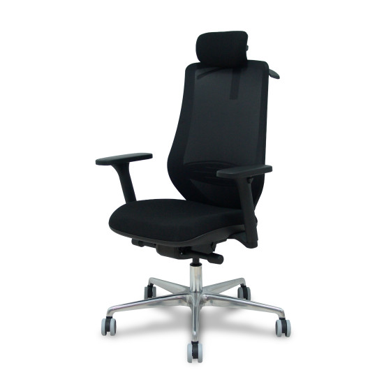 Silla Mardos traslack malla negra bali negro brazo 3D cabecero perchero base alum ruedas engomadas