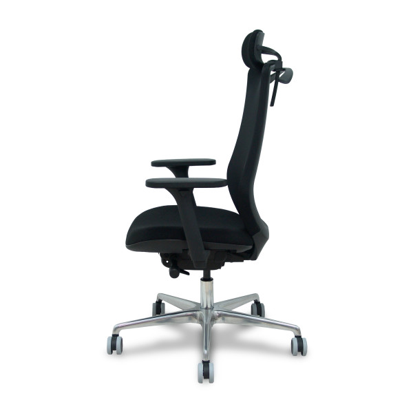 Silla Mardos traslack malla negra bali negro brazo 3D cabecero perchero base alum ruedas engomadas