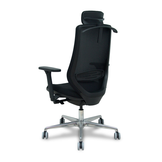 Silla Mardos traslack malla negra bali negro brazo 3D cabecero perchero base alum ruedas engomadas
