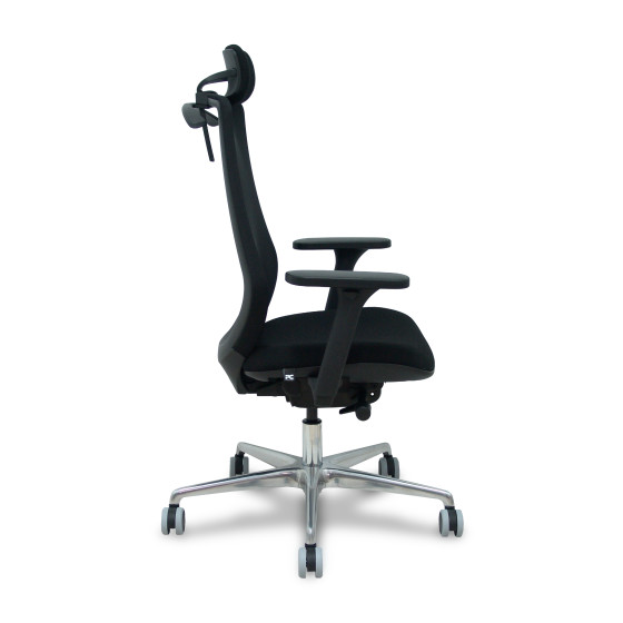 Silla Mardos traslack malla negra bali negro brazo 3D cabecero perchero base alum ruedas engomadas