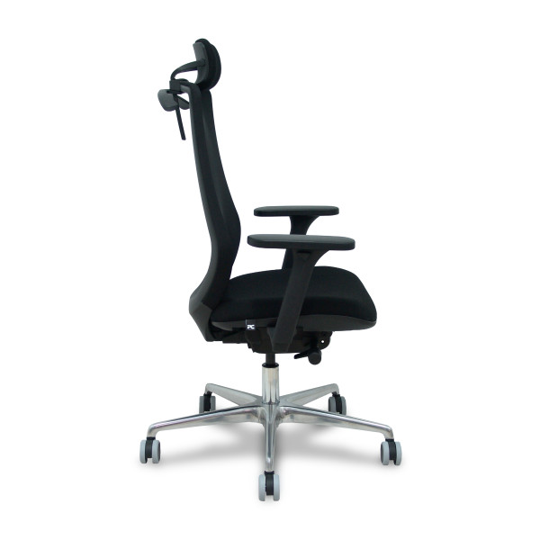Silla Mardos traslack malla negra bali negro brazo 3D cabecero perchero base alum ruedas engomadas