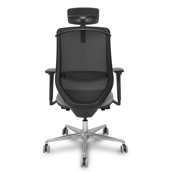 Silla Mardos traslack malla negra similpiel gris brazo 3D cabecero perchero