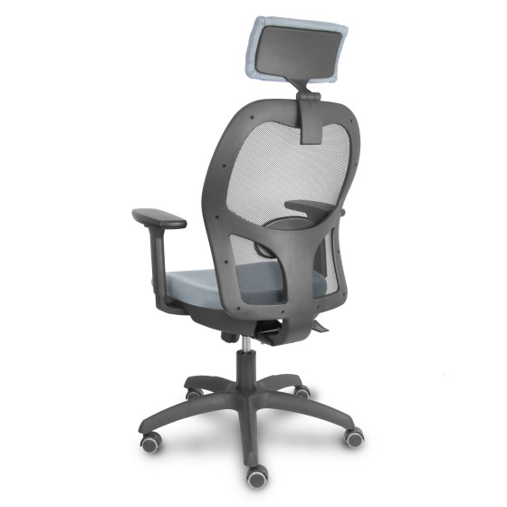 Silla Jorquera traslack malla negra asiento bali gris brazos 3D cabecero regulable